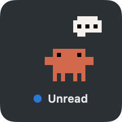 Unread: a speech bubble bobs beside its head