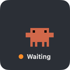 Waiting: it writes a question mark over its head